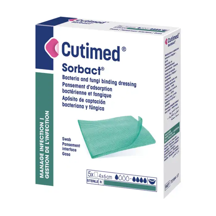 Cutimed Sorbact Swabs 4cm x 6cm Pack of 5 HCE