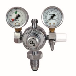 OXYLITRE Standard Regulator Twin Gauge B/Nose - Oxygen 0 to 15Lpm