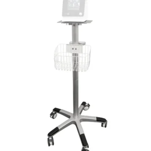 Accovital Grey Metal Mobile Stand on Castors with Basket
