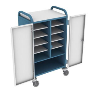 Shuttleworth Eight Shelf, Blue Case Note Trolley with Cam Lock - 610 x 461 x 1132.5mm