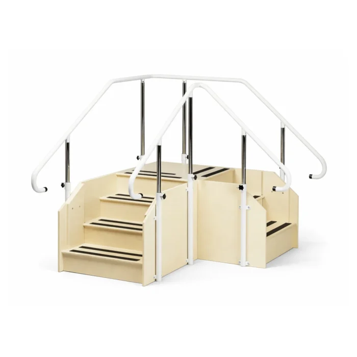 Heavy-Duty Bariatric Light Wood Corner Steps