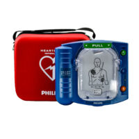 Philips Heartstart HS1 AED Defibrillator with red slim carry case for protection