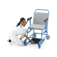 Healthcare professional showing the MRI Safe portering Chair