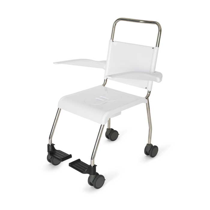 Clinell easy clean commode with arms on castors