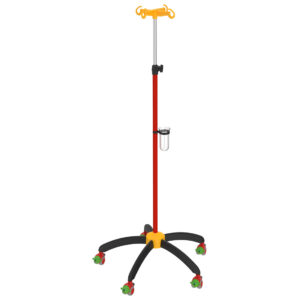 Childrens IV pole - Rainbow red with airplane wheels