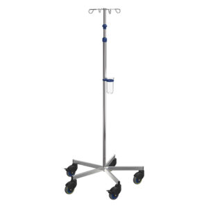 IV-stand / Drip Stand - Stainless Steel -  Single handed safety height adjustment