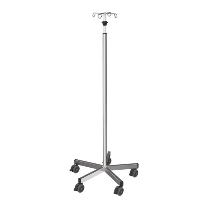 OR IV-stand with base weight - Stainless Steel - One-hand height adjustment