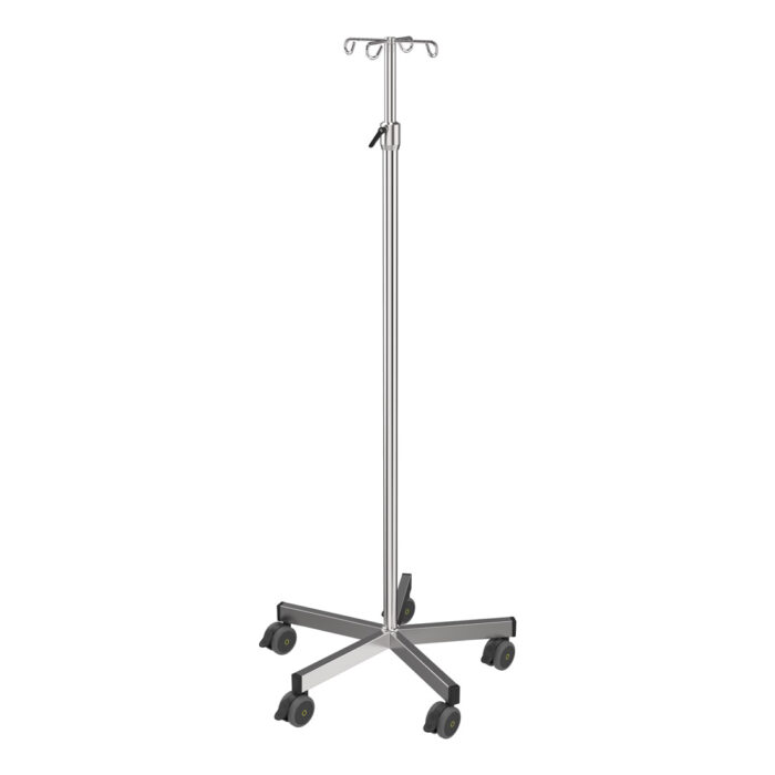 OR IV-stand with base weight - Stainless Steel - Safety screw height adjustment with softdrop