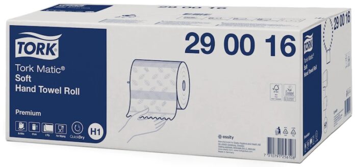 Tork Matic Soft Paper Hand Towels White with Blue H1 - Pack of 6 - 290016