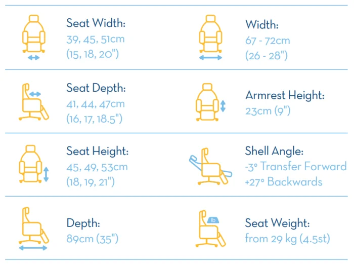 Integra Chair dimensions diagrams