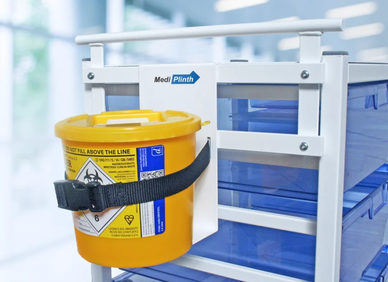 Shuttleworth Storage Tray Trolley with Yellow Sharps Bin
